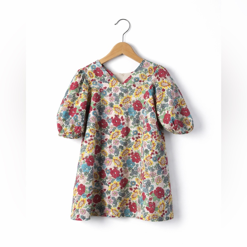 Something Navy Girls Floral Puff Sleeve Dress 4T Cottagecore Garden Party